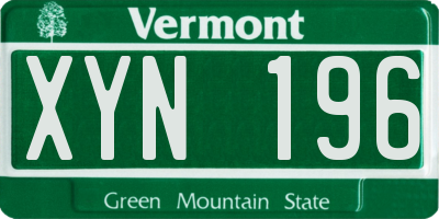 VT license plate XYN196