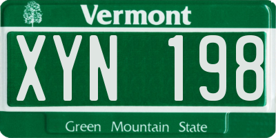 VT license plate XYN198