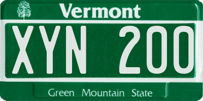 VT license plate XYN200