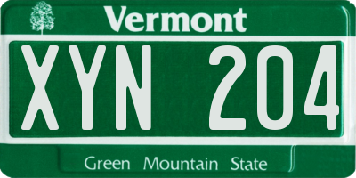 VT license plate XYN204