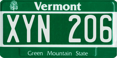 VT license plate XYN206