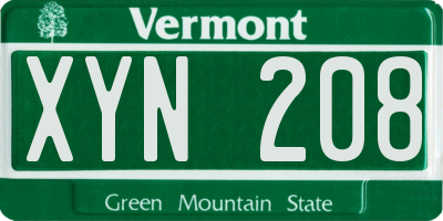 VT license plate XYN208