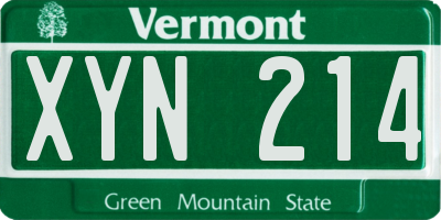 VT license plate XYN214
