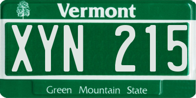 VT license plate XYN215