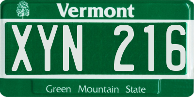 VT license plate XYN216
