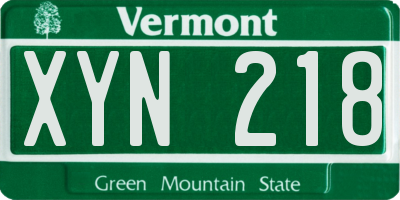VT license plate XYN218