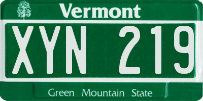 VT license plate XYN219