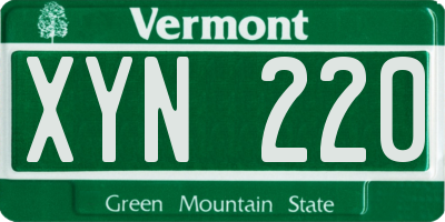 VT license plate XYN220