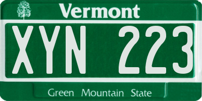 VT license plate XYN223