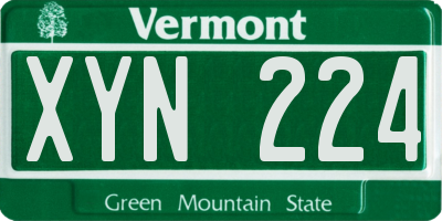 VT license plate XYN224