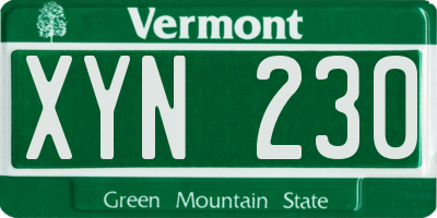 VT license plate XYN230