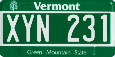 VT license plate XYN231