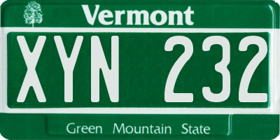 VT license plate XYN232
