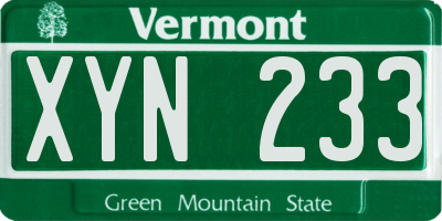 VT license plate XYN233