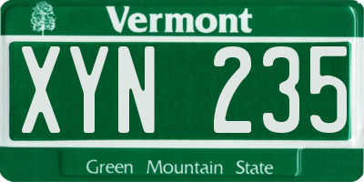 VT license plate XYN235