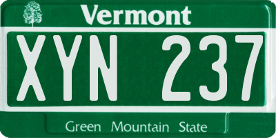 VT license plate XYN237
