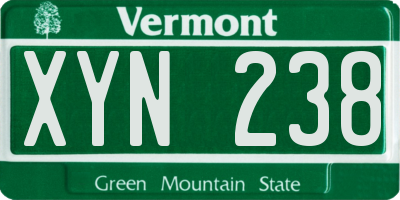 VT license plate XYN238