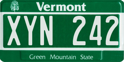 VT license plate XYN242