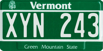 VT license plate XYN243