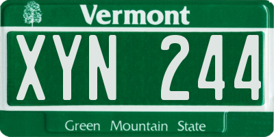 VT license plate XYN244