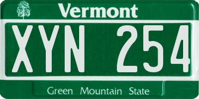 VT license plate XYN254