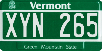 VT license plate XYN265