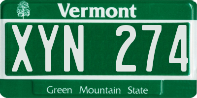VT license plate XYN274