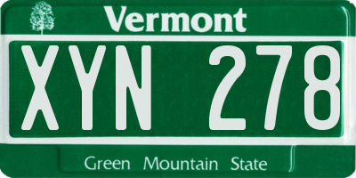 VT license plate XYN278