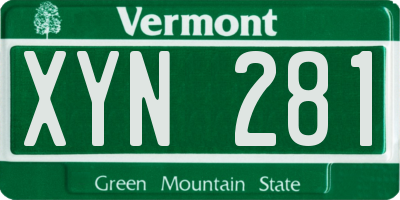 VT license plate XYN281