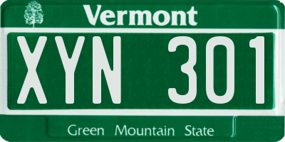 VT license plate XYN301