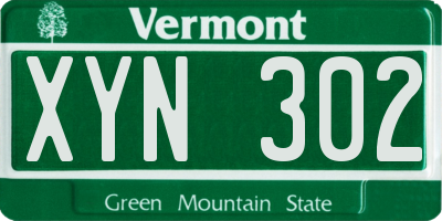 VT license plate XYN302