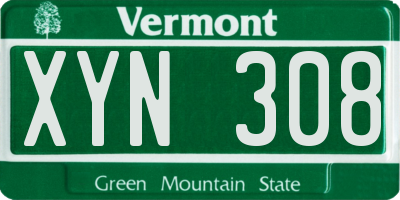 VT license plate XYN308