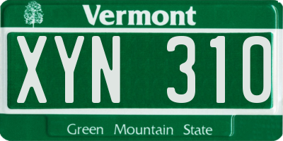 VT license plate XYN310