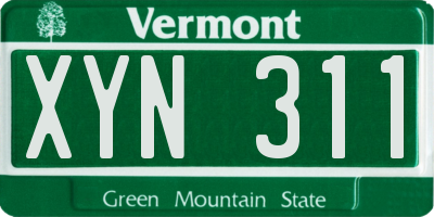 VT license plate XYN311