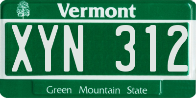 VT license plate XYN312