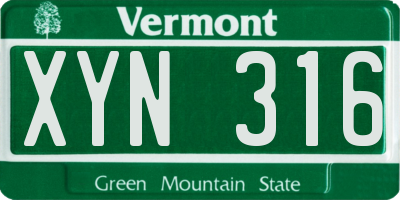 VT license plate XYN316