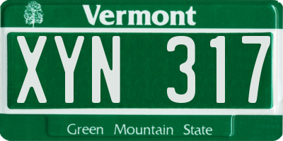 VT license plate XYN317