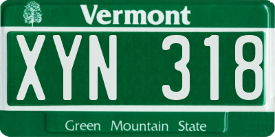 VT license plate XYN318
