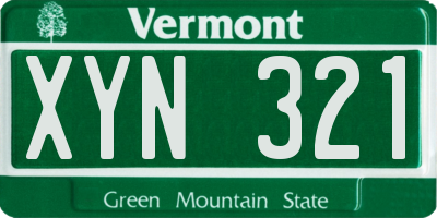 VT license plate XYN321