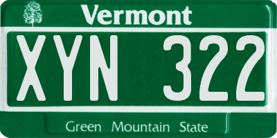 VT license plate XYN322