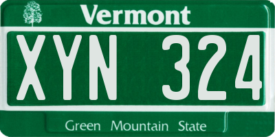 VT license plate XYN324