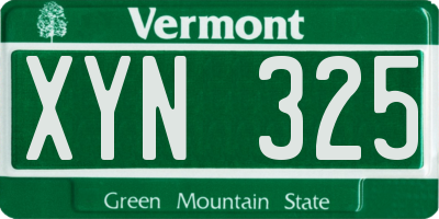 VT license plate XYN325
