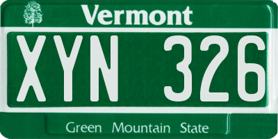 VT license plate XYN326