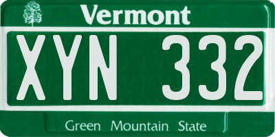 VT license plate XYN332