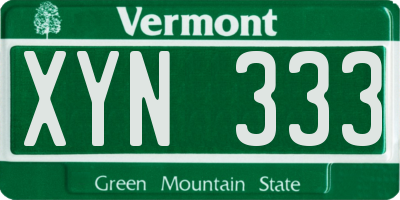 VT license plate XYN333