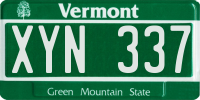 VT license plate XYN337