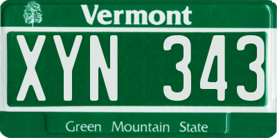 VT license plate XYN343