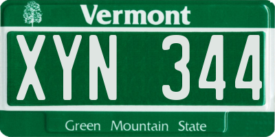 VT license plate XYN344