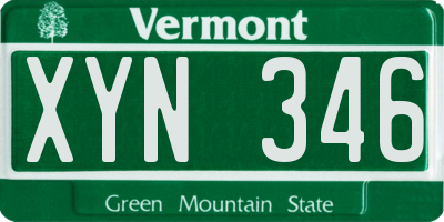 VT license plate XYN346