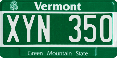 VT license plate XYN350